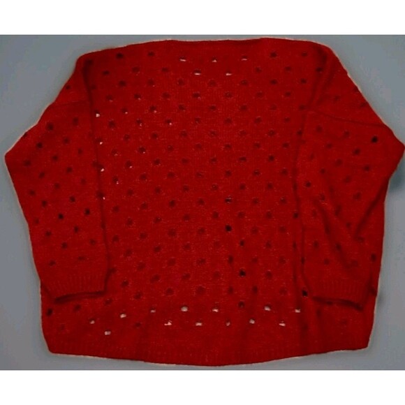 Isle by Melis Kozan Red Open Knit Distressed Sweater Women’s M Avant Garde Boho - Picture 4 of 8